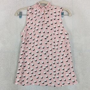 Talbots Women's Pink Patterned Office‎ Mock Neck Sleeveless Blouse Size XS
